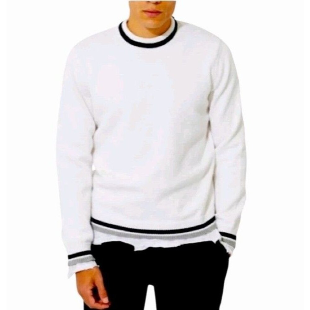 ATM Anthony Thomas Melillo Academia Crewneck Sweater Men M White Cotton Cashmere